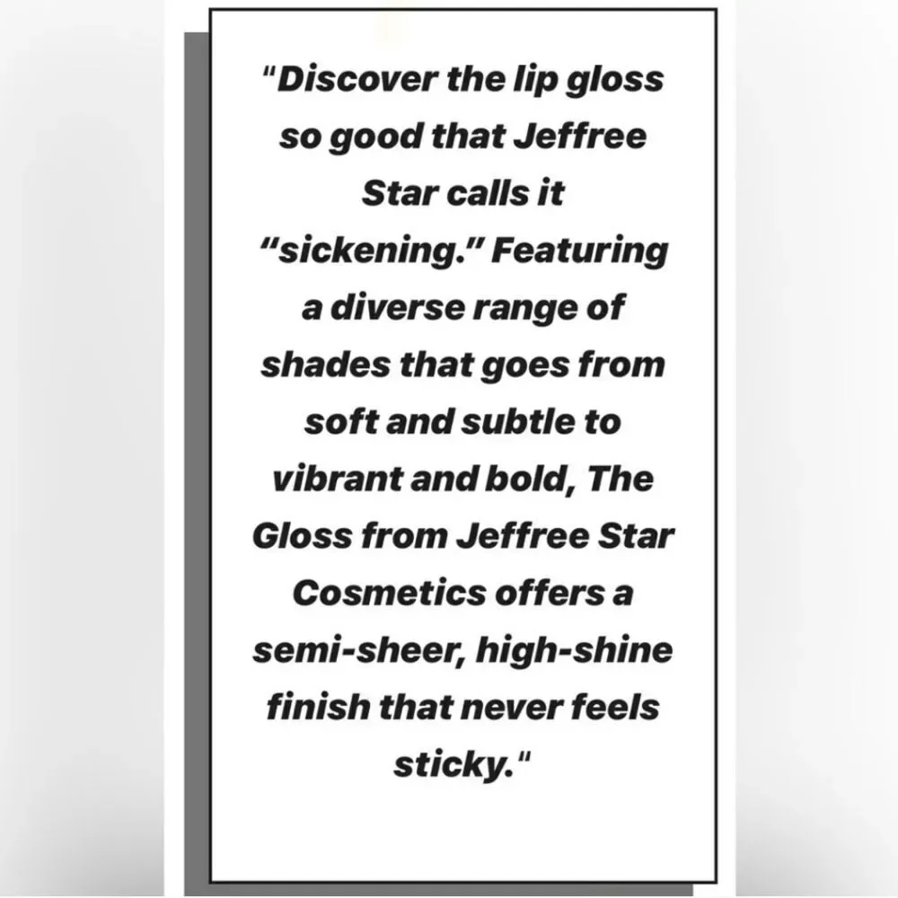 NIB Jeffree Star The Gloss Silk Rope